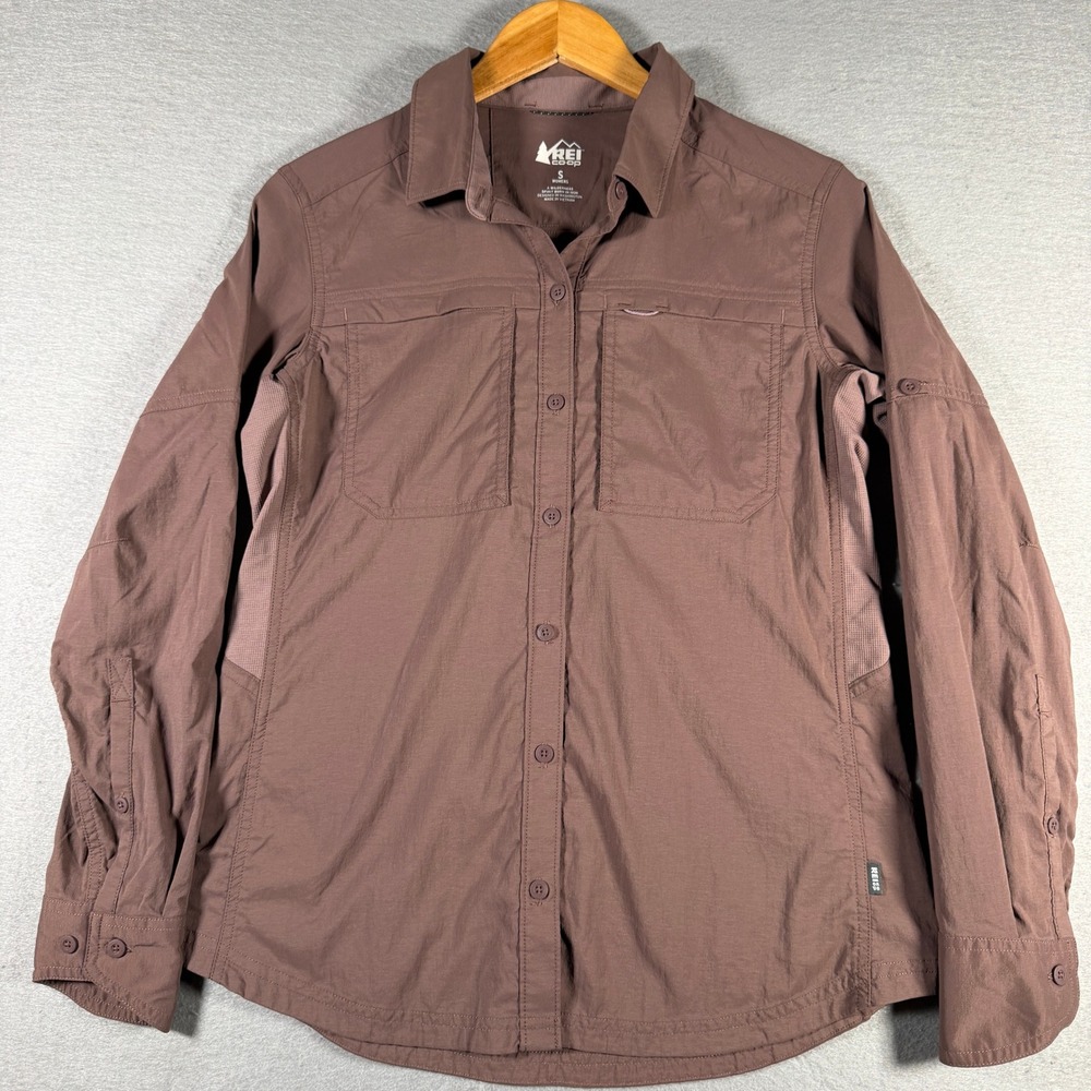 REI Co-op Womens Sahara Long Sleeve Hiking Shirt Brown Mauve S 120043 18743-F18